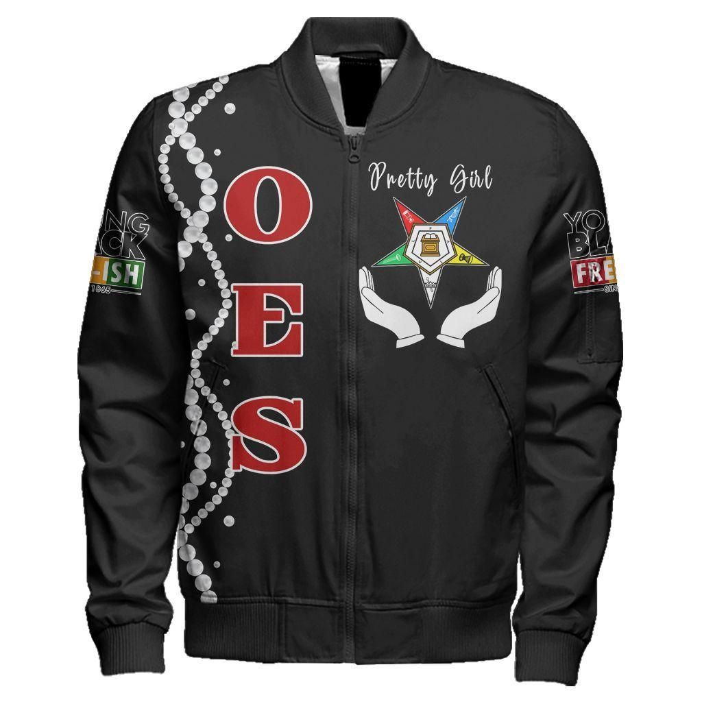 Africa Zone Jacket - Juneteenth Order Of The Eastern Star Pretty Girl Sleeve Zip Bomber Jacket J8