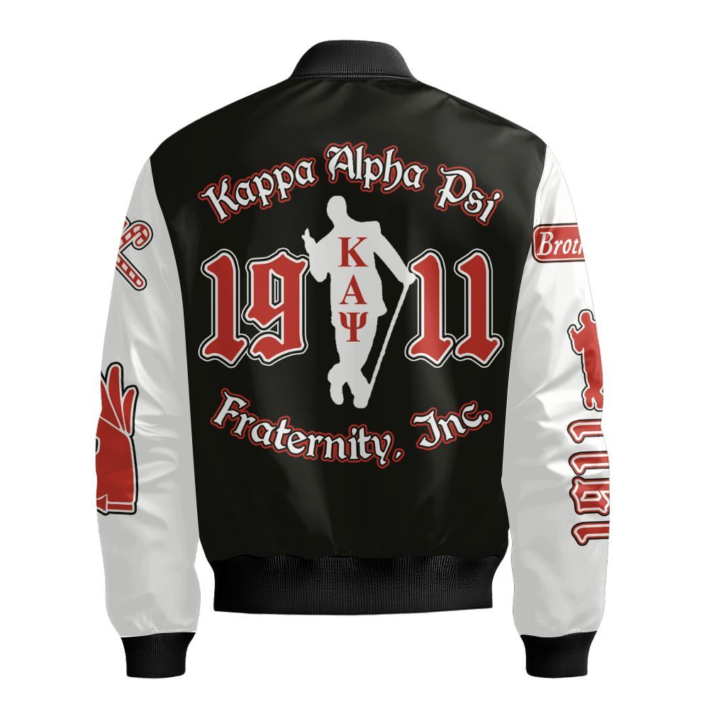 Ireishprint ΚΑΨ Shirt, Simple Black Sporty Style Kappa Yo Nupe 1911 Fraternity Bomber Jacket