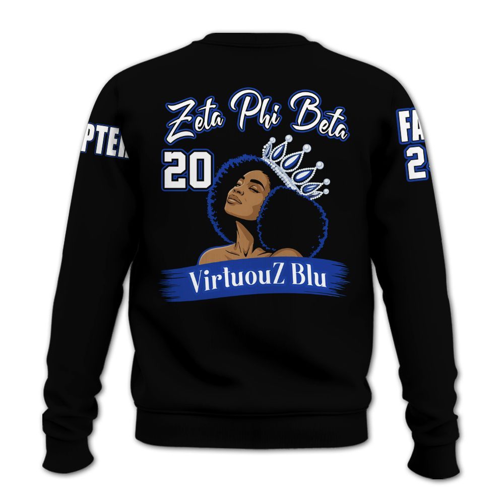 Ireishprint Zeta Phi Beta Custom Chapter Shirt, Zeta Queen Z Phi B Black 1920 Sorority Sweatshirt