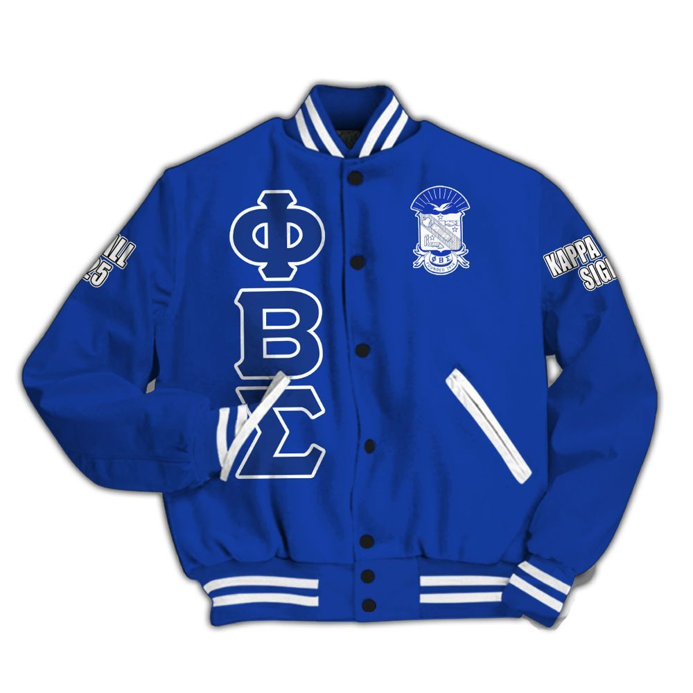 Ireishprint ΦΒΣ Custom Chapter Varsity Jacket, Personalized Royal Blue Sigmas 1914 Fraternity Jacket