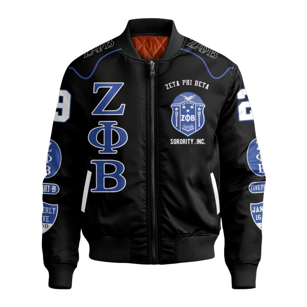 Ireishprint Zeta Phi Beta Bomber Jacket, Zeta Phi Beta Dove Z-phi-B Zeta Phi Beta Sorority Bomber Jacket
