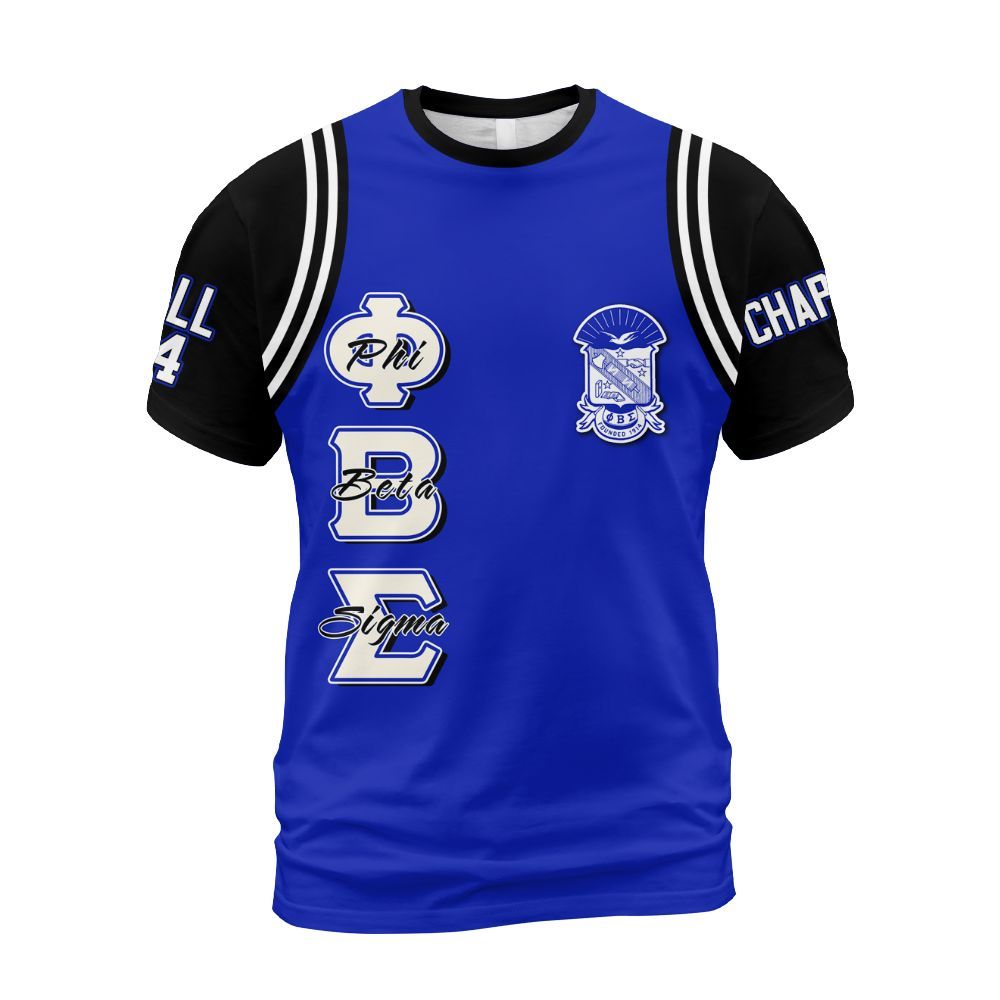 Ireishprint ΦΒΣ Custom Chapter Shirt, Personalized Black Curved Royal Blue 1914 Fraternity Shirt