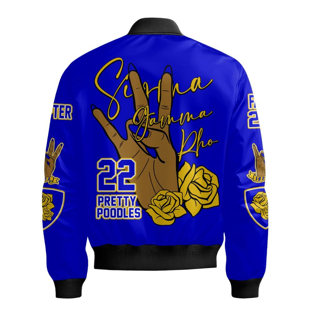 Ireishprint Sigma Gamma Rho Custom Chapter Off Shoulder Sweatshirt, Personalized HandSign Style Sweatshirt Sigma Gamma Rho Sorority Bomber Jacket