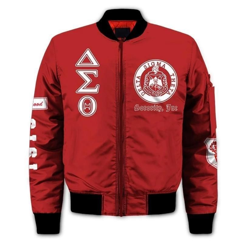 Elephant Delta Sigma Theta Sorority Sleeve Zip Bomber Jacket