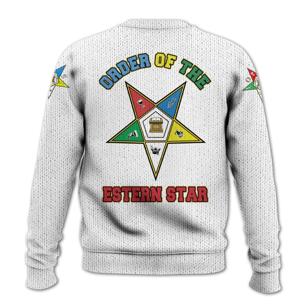 Ireishprint OES Custom Custom Legacy Shirt, Customize Color Block White Order Of The Eastern Star OES Sorority Knitted Sweater