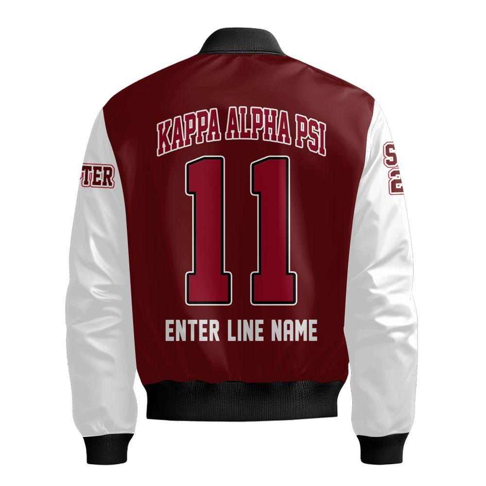 Ireishprint ΚΑΨ Custom Chapter Bomber Jacket, Personalized Crimson White Sleeve Kappa Fraternity Bomber Jacket