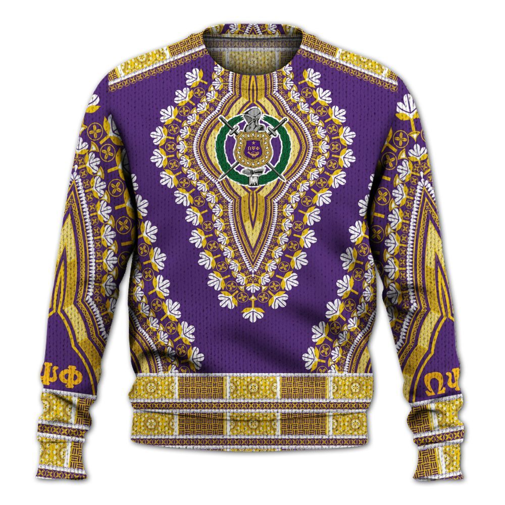 Ireishprint ΩΨΦ Shirt, African Dashiki Style ΩΨΦ Fraternity Knitted Sweater