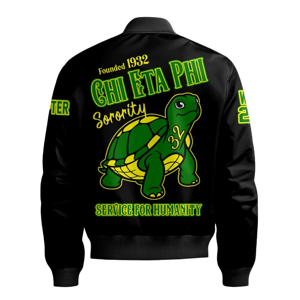 Ireishprint Chi Eta Phi Custom Chapter Cardigan, Personalized Founded 1932 Turtle Cardigan Chi Eta Phi Sorority Bomber Jacket