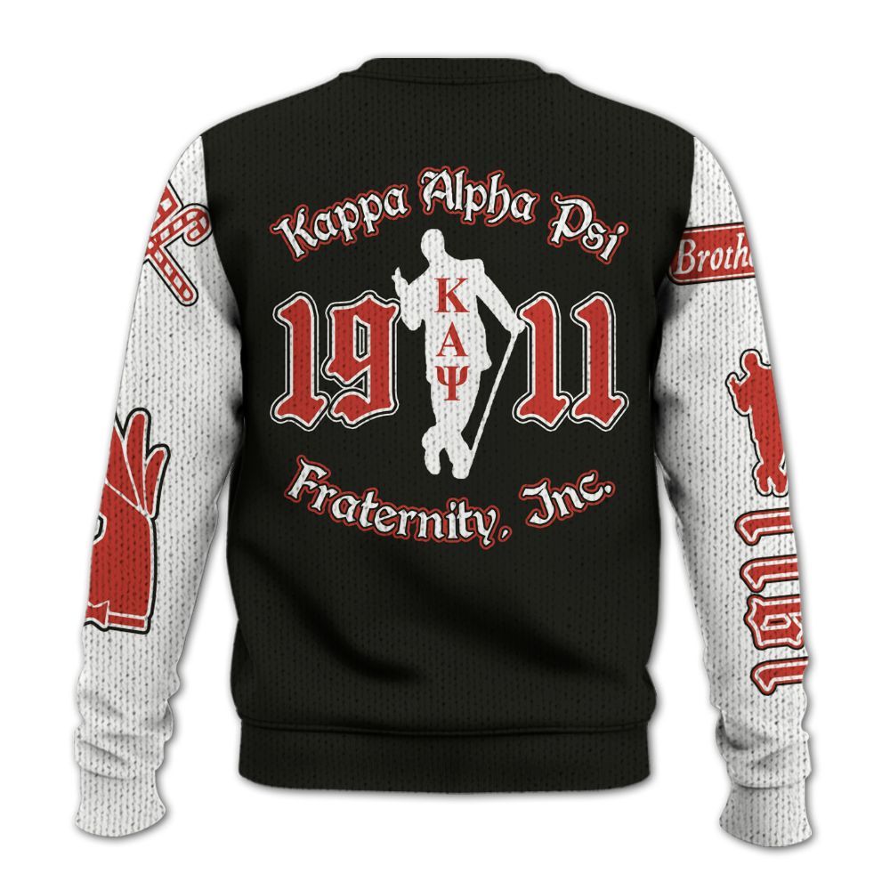 Ireishprint ΚΑΨ Shirt, Simple Black Sporty Style Kappa Yo Nupe 1911 Fraternity Knitted Sweater