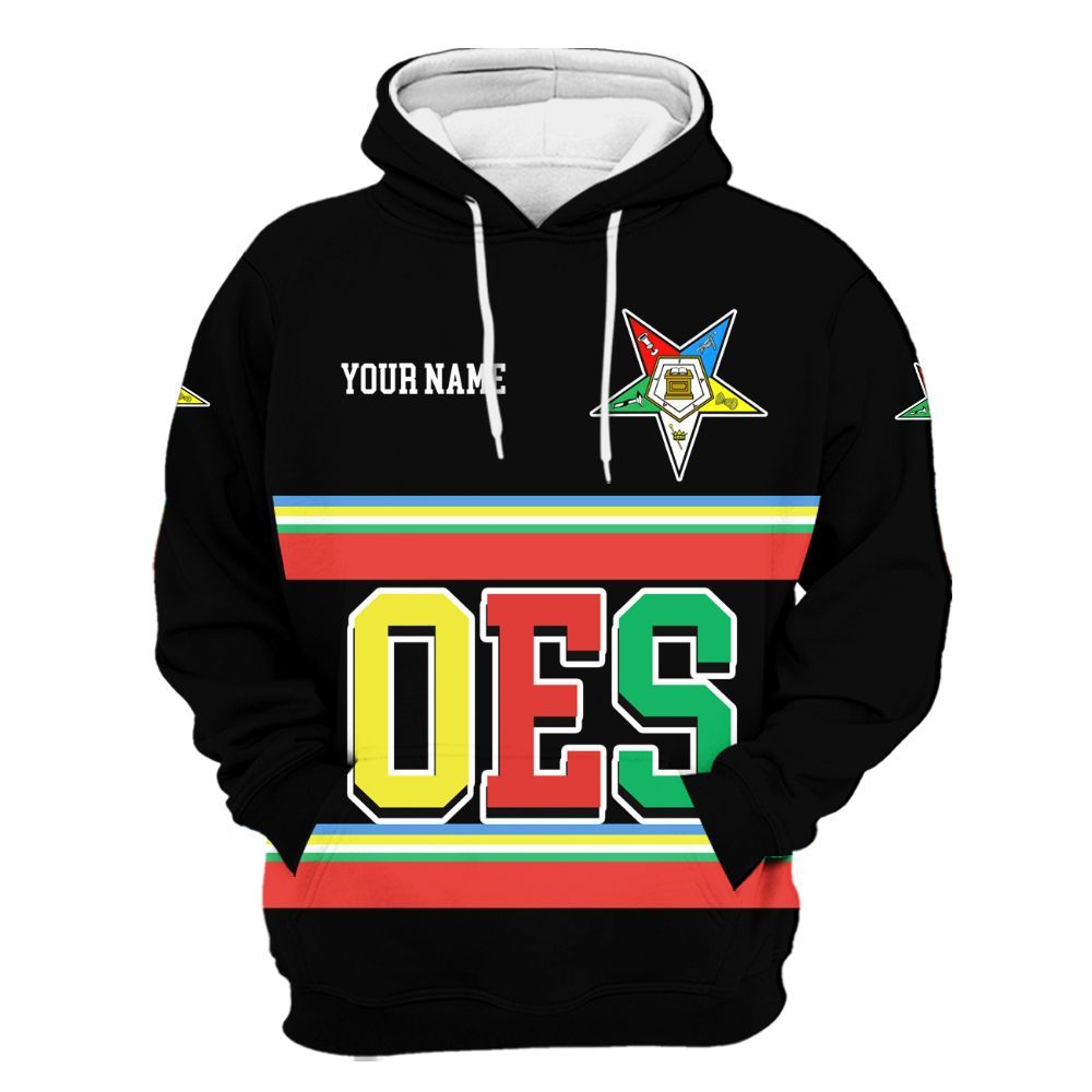 Ireishprint OES Custom Legacy Shirt, Black Line Emblem Order Of The Eastern Star OES Hoodie