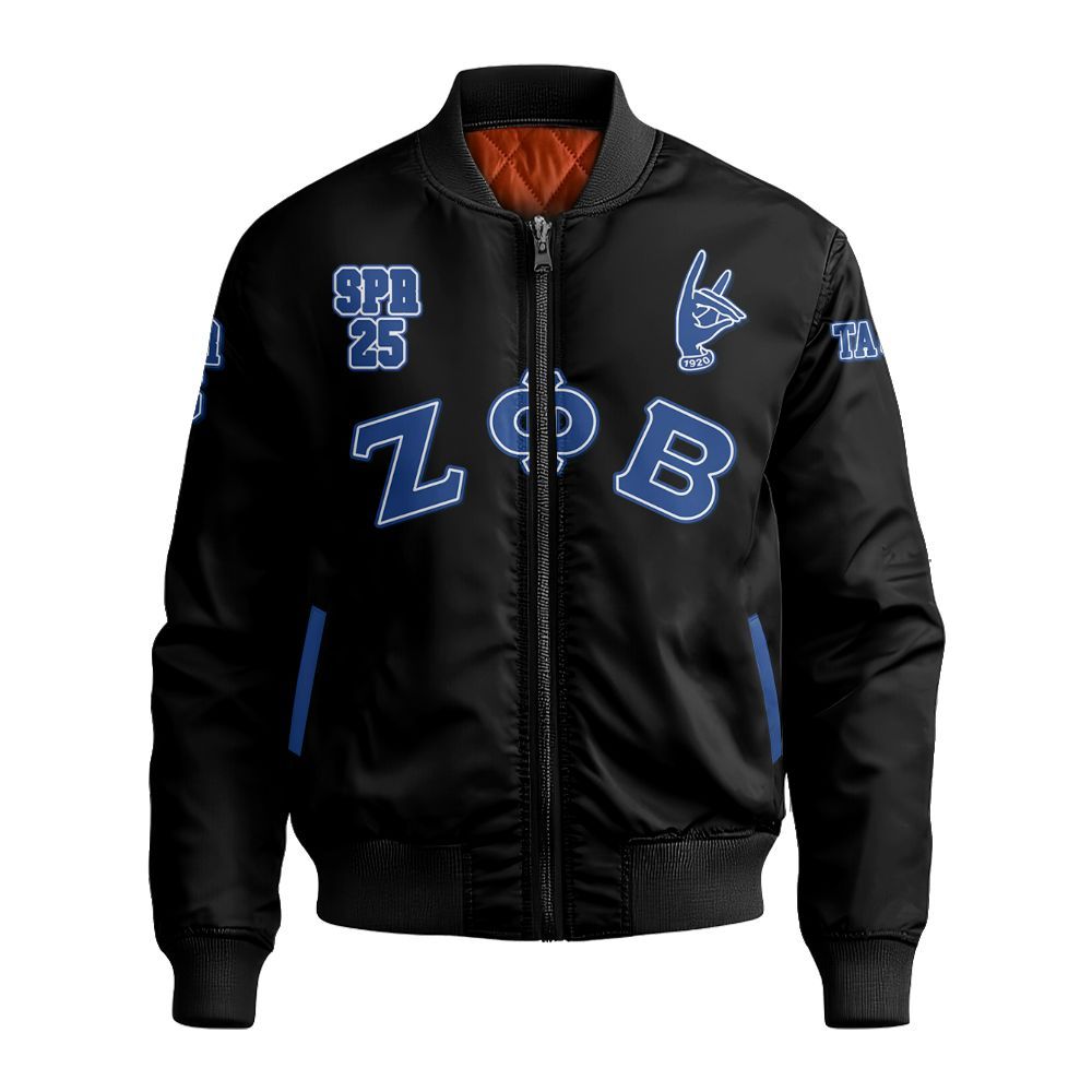 Ireishprint Zeta Phi Beta Custom Chapter Crop Shirt, Personalized Your Z Phi B HandSign Black 1920 Sorority Bomber Jacket
