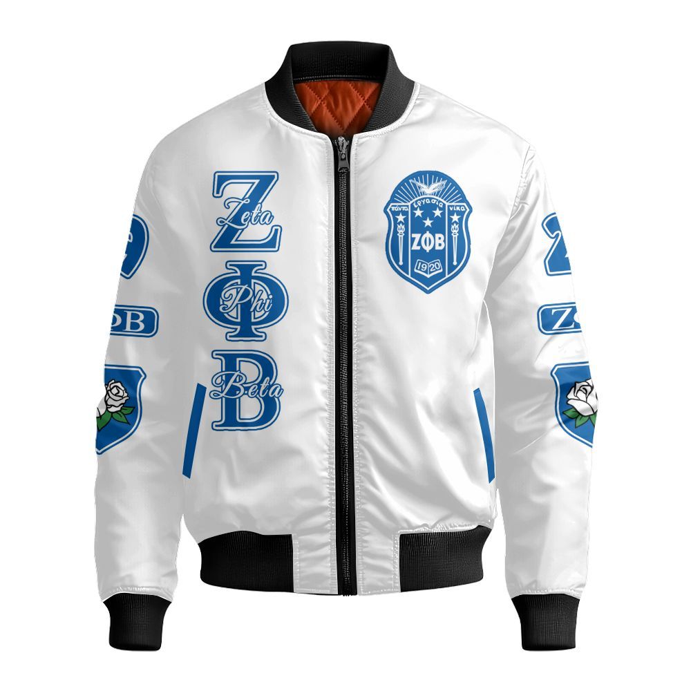 Ireishprint Zeta Phi Beta Off Shoulder Sweatshirt, Hand Sign White Rose Off Shoulder Sweatshirt Zeta Phi Beta Sorority Bomber Jacket