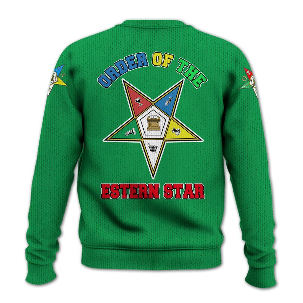 Ireishprint OES Custom Custom Legacy Shirt, Customize Color Block Green Order Of The Eastern Star OES Sorority Knitted Sweater