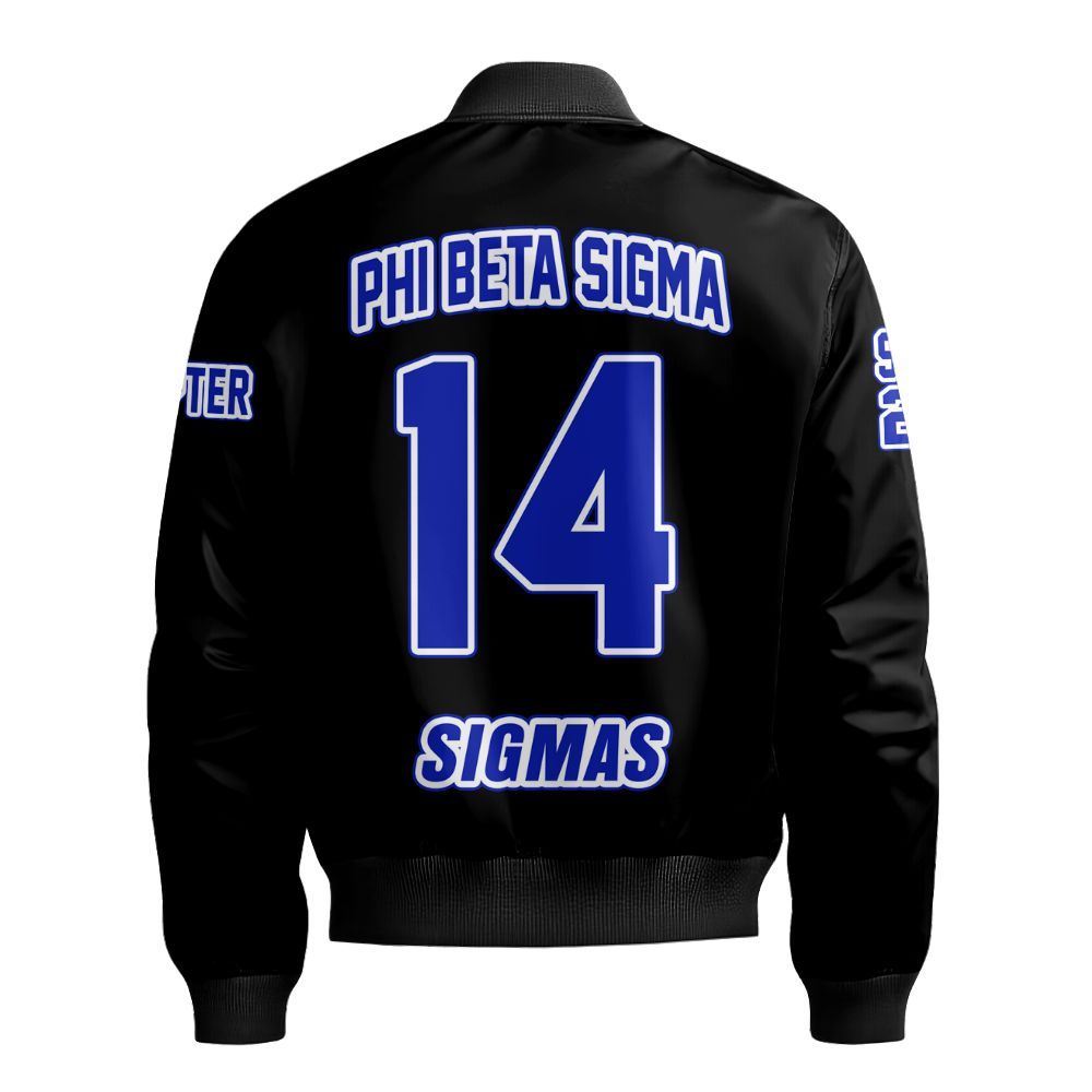 Ireishprint ΦΒΣ Custom Chapter Varsity Jacket, Personalized Black Royal Blue Jacket 1914 Fraternity Bomber Jacket