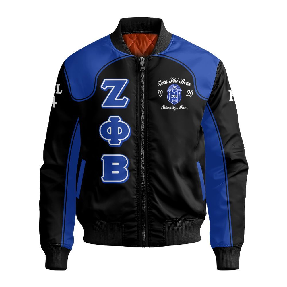Ireishprint Zeta Phi Beta Custom Chapter Varsity Jacket, Z-Phi-B Jacket Racing Style Sorority Bomber Jacket