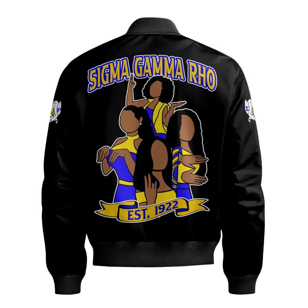 Ireishprint Sigma Gamma Rho Polo Shirt, Sisterhood Black Polo Shirt Sigma Gamma Rho Sorority Bomber Jacket