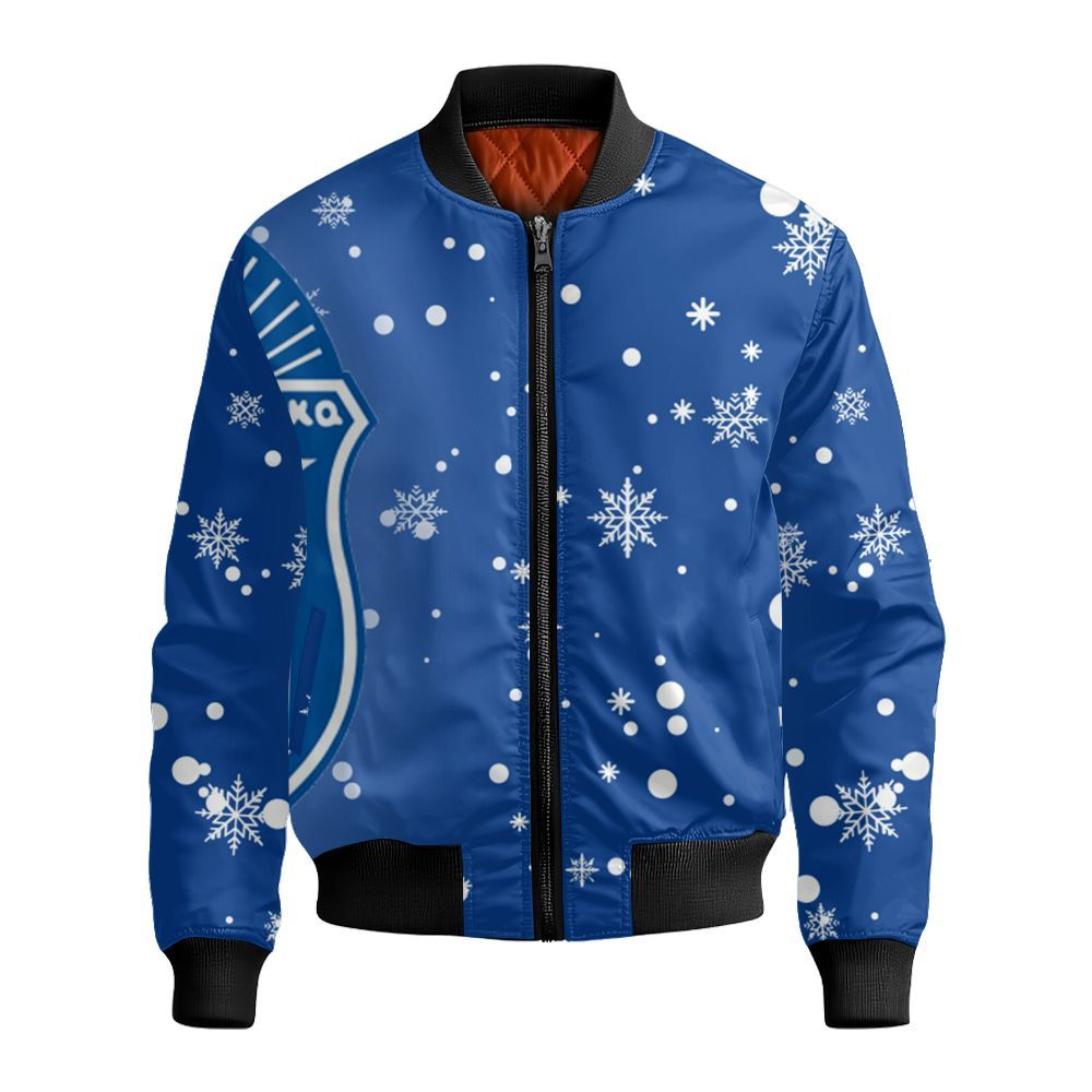 Ireishprint Zeta Phi Beta Ceramic Ornament, Z Blue P Sorority Christmas Ornament Bomber Jacket