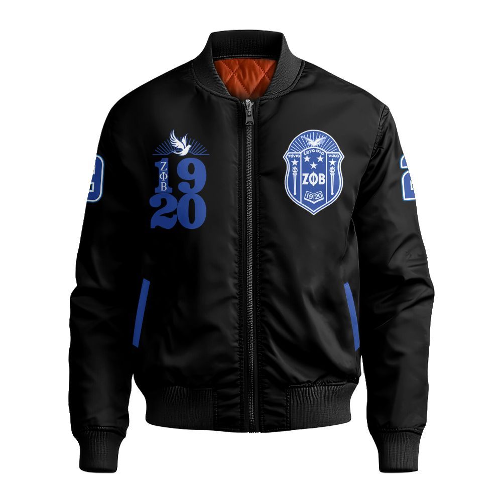 Ireishprint Zeta Phi Beta Shirt, Dove Black Zeta Phi Beta Sorority Bomber Jacket