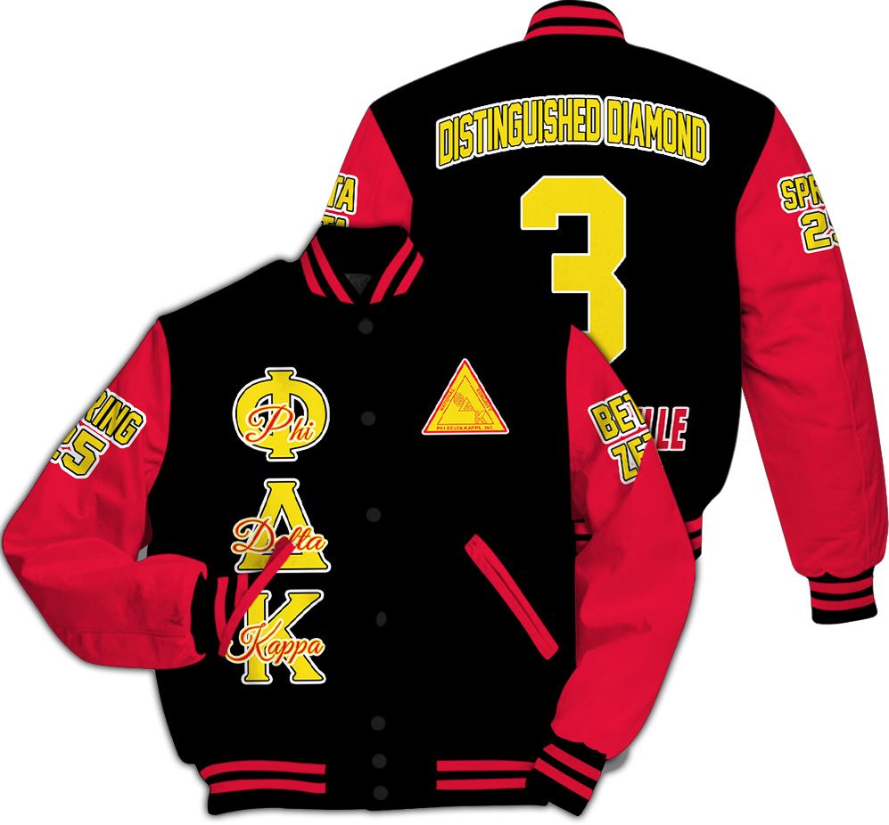 Ireishprint Phi Delta Kappa Custom Chapter Varsity Jacket, Phi Delta Kappa Education Sisterhood 1923 Sorority Black Jacket