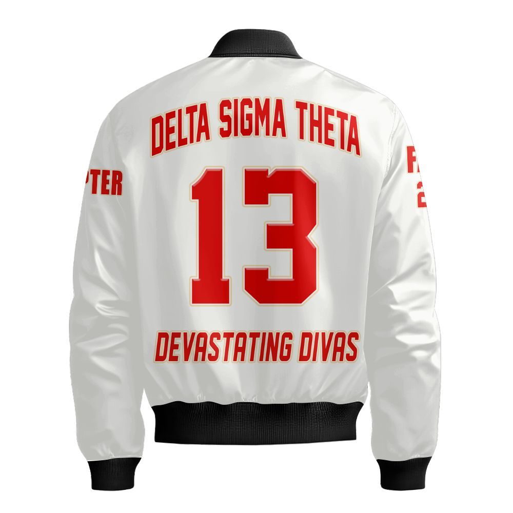Ireishprint Delta Sigma Theta Custom Line Crossing Jacket, White Simple Delta Sigma Theta Jacket Sorority Bomber Jacket