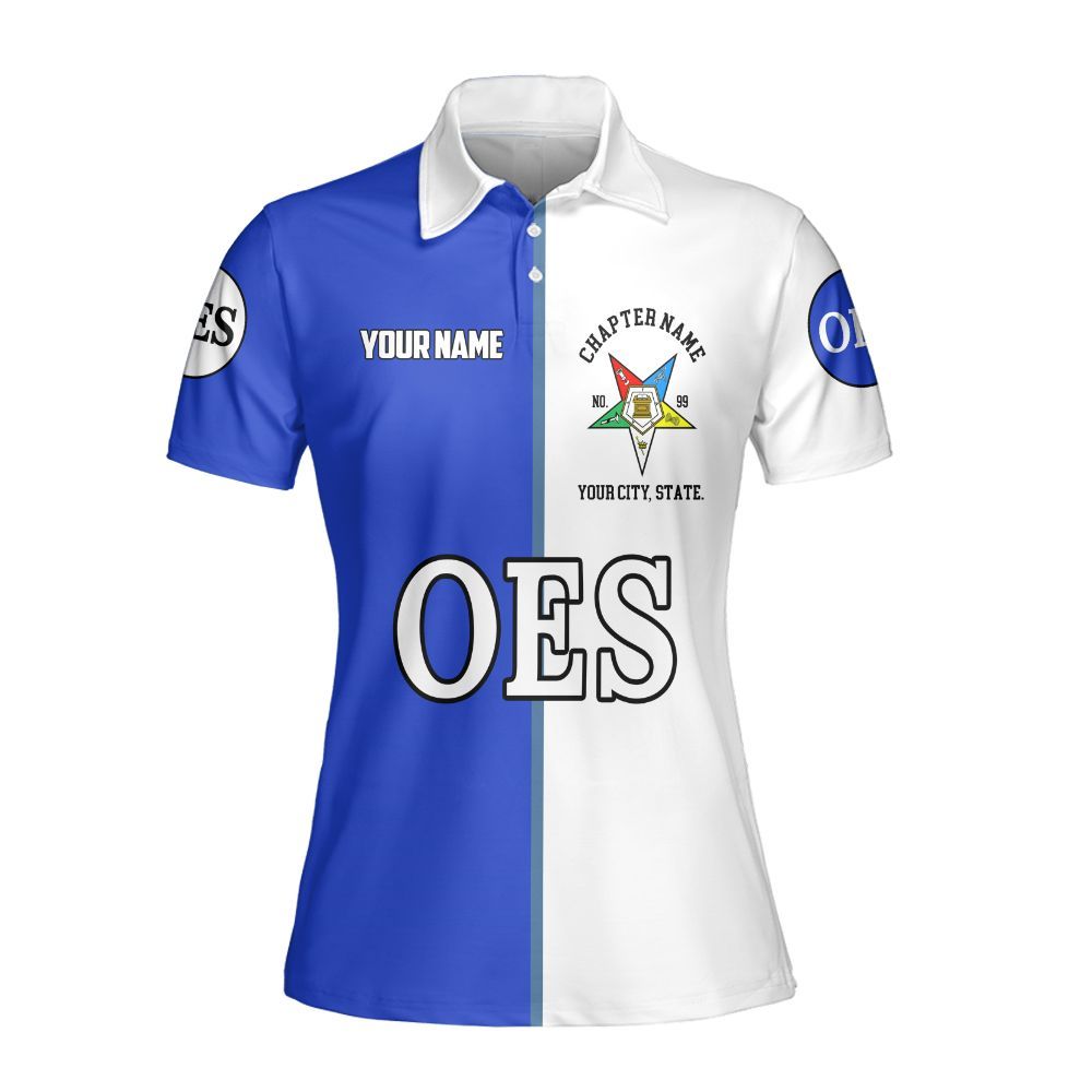 Ireishprint OES Custom Legacy Polo Shirt, Blue Circle Legacy Style Order Of The Eastern Star OES Polo Shirt Sorority Polo Shirt