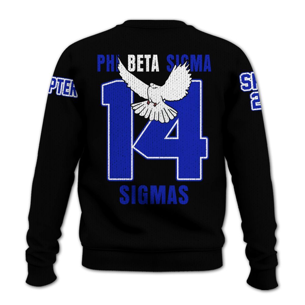Ireishprint ΦΒΣ Custom Chapter Shirt, Personalized Dove Black Royal Blue Shirt 1914 Fraternity Knitted Sweater