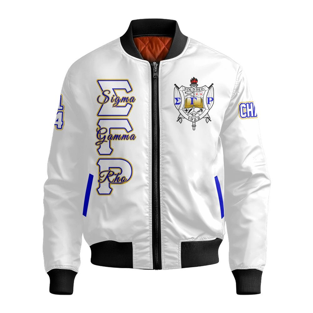 Ireishprint Sigma Gamma Rho Custom Line Crossing Jacket, Personalized White Jacket Since 1922 Sorority Bomber Jacket