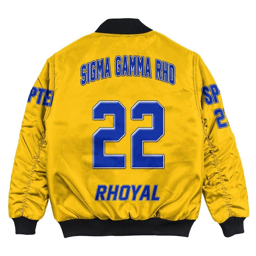 Personalized Sigma Gamma Rho Gold Bomber Jacket