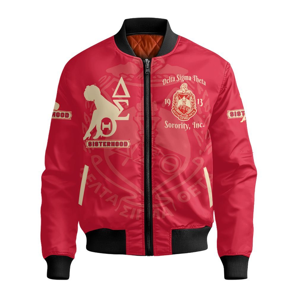 Ireishprint Delta Sigma Theta Polo Shirt, Sisterhood Crimson Polo Shirt Delta Sigma Theta Sorority Bomber Jacket