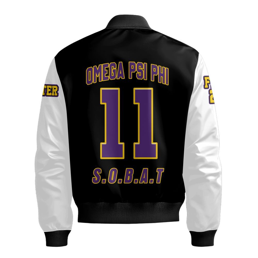 Ireishprint ΩΨΦ Custom Chapter Shirt, Personalized Retro Style White Sleeves Shirt ΩΨΦ Fraternity Bomber Jacket