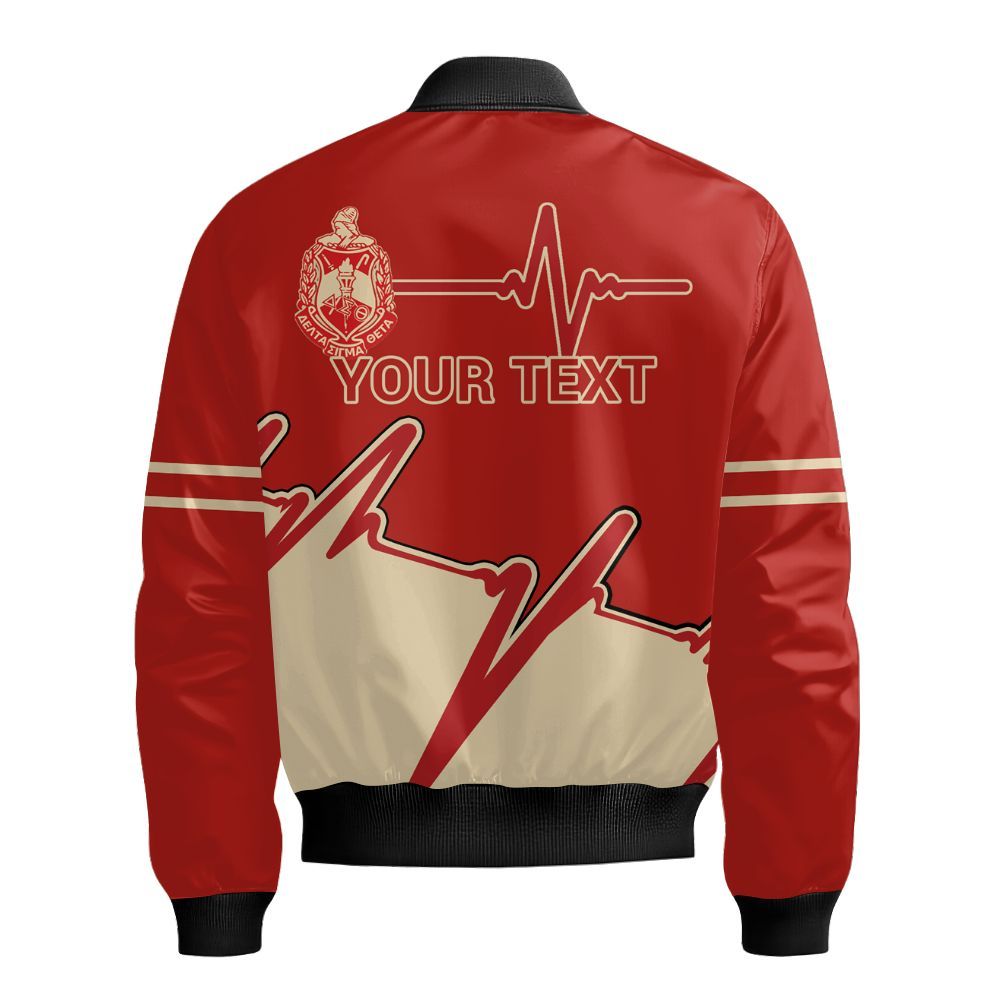 Ireishprint Delta Sigma Theta Custom Name Shirt, Delta Sigma Theta Sorority Custom Name Heart Rate Style Sorority Bomber Jacket