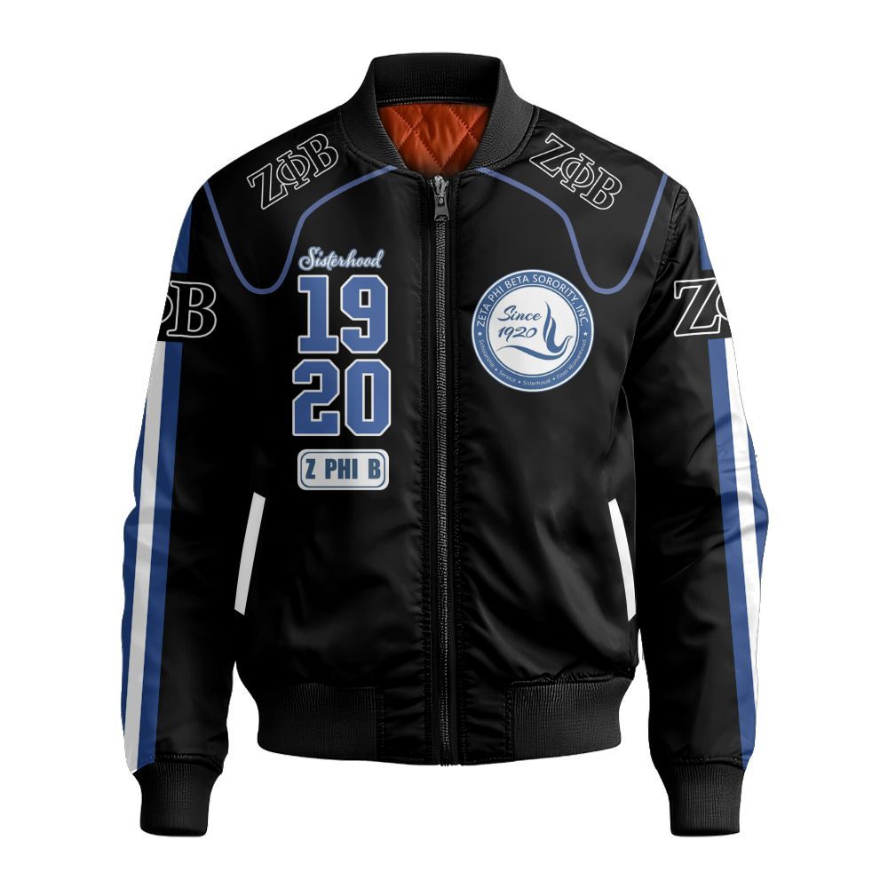 Ireishprint Zeta Phi Beta Bomber Jacket, Curve Style Z Phi B 1920 Zeta Phi Beta Sorority Bomber Jacket