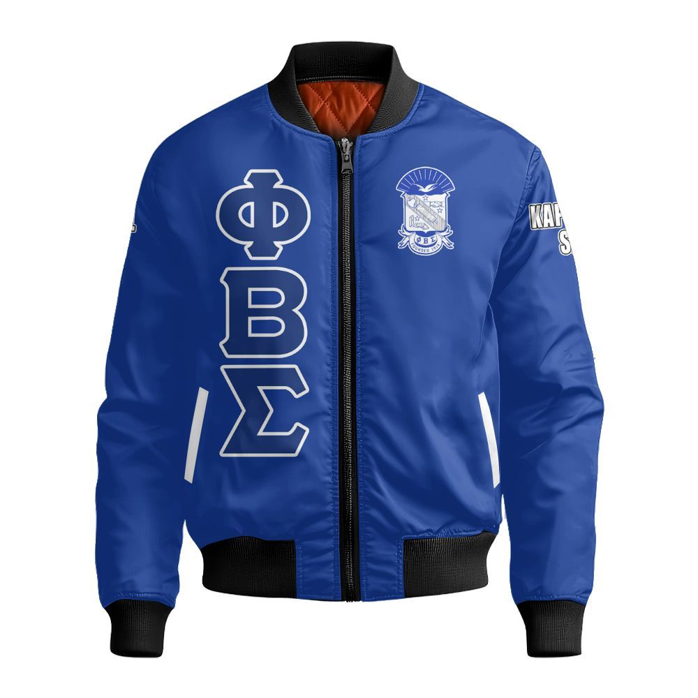 Ireishprint ΦΒΣ Custom Chapter Bomber Jacket, Personalized Royal Blue Sigmas 1914 Fraternity Bomber Jacket