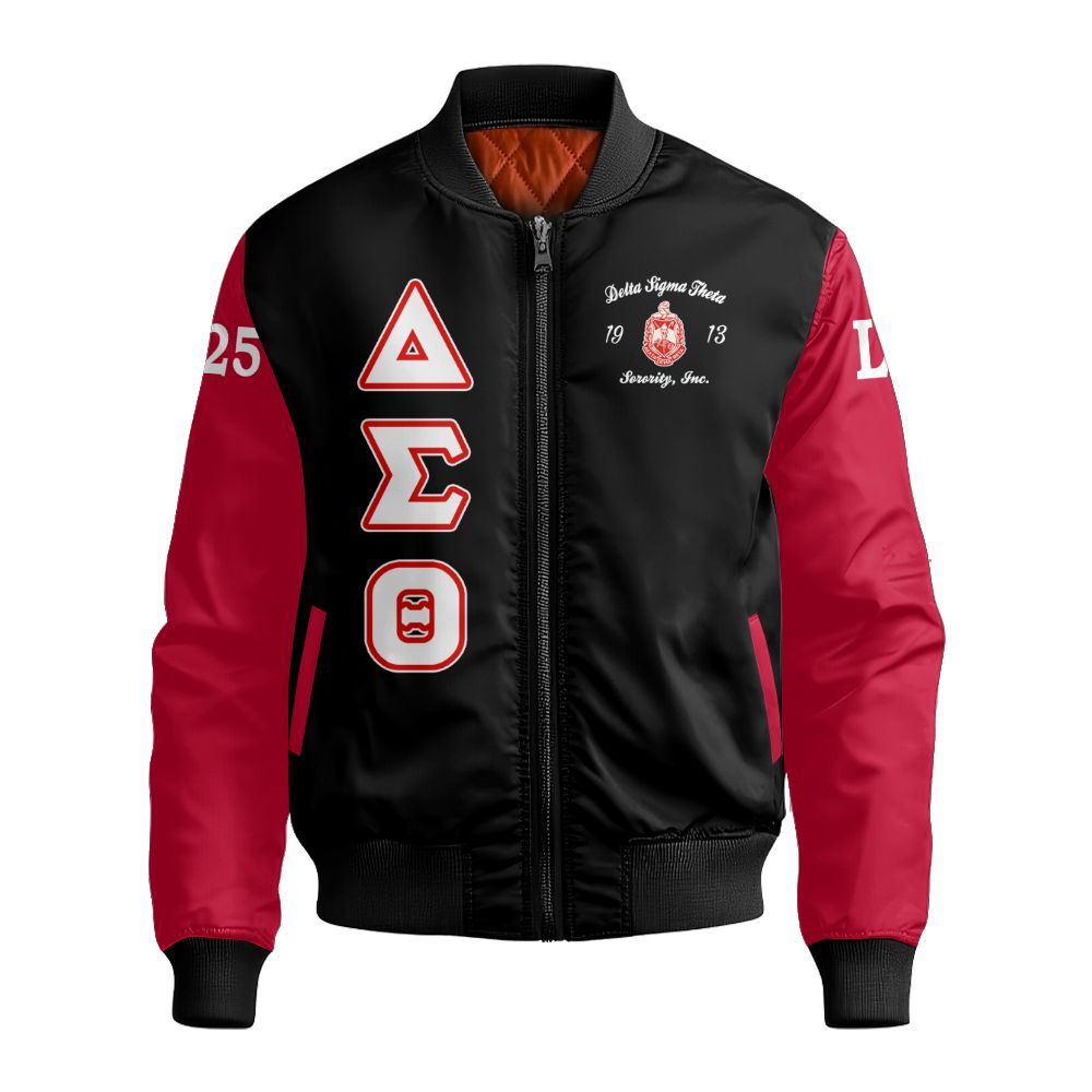 Ireishprint Delta Sigma Theta Custom Chapter Shirt, Deltas Crimson Sleeves 1913 Sorority Bomber Jacket
