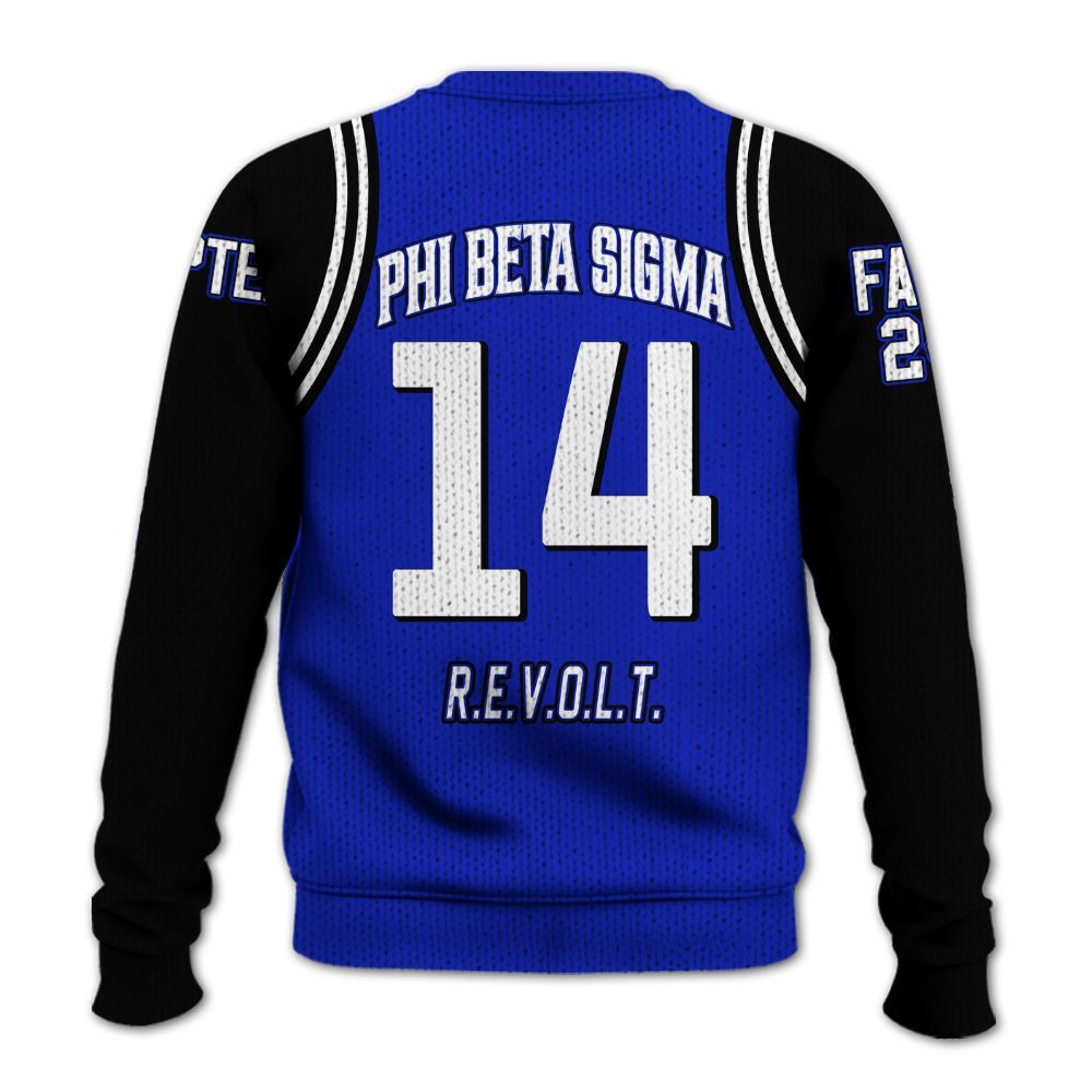 Ireishprint ΦΒΣ Custom Chapter Shirt, Personalized Black Curved Royal Blue 1914 Fraternity Knitted Sweater