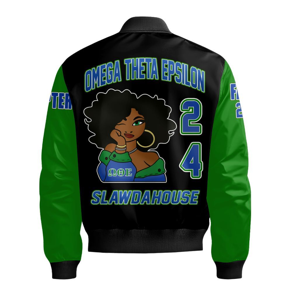 Ireishprint Omega Theta Epsilon Custom Chapter Varsity Jacket, Custom My Girls Sorority Black Jacket Since 2024 Sorority Bomber Jacket