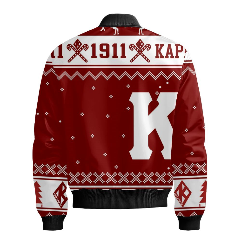 Ireishprint ΚΑΨ Ceramic Ornament, Kappa Krimson Fraternity Ceramic Christmas Inspired Pattern Ornament Bomber Jacket