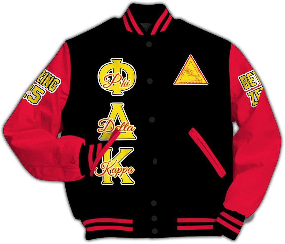 Ireishprint Phi Delta Kappa Custom Chapter Varsity Jacket, Phi Delta Kappa Education Sisterhood 1923 Sorority Black Jacket