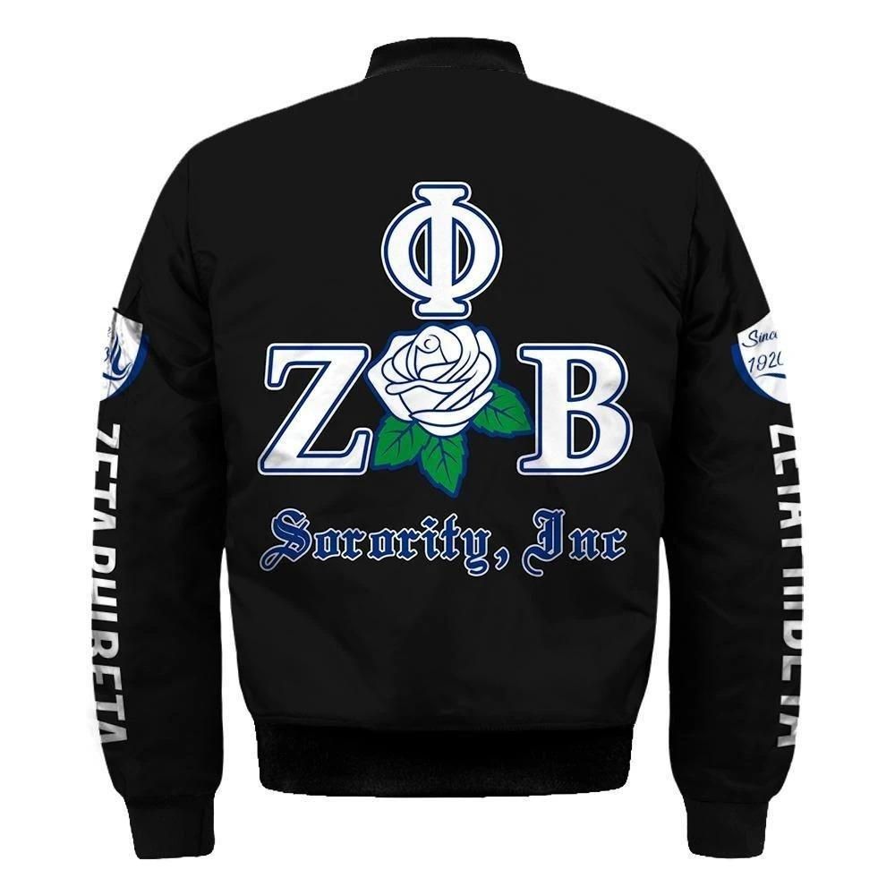 Lux Rose Zeta Phi Beta Sleeve Zip Bomber Jacket