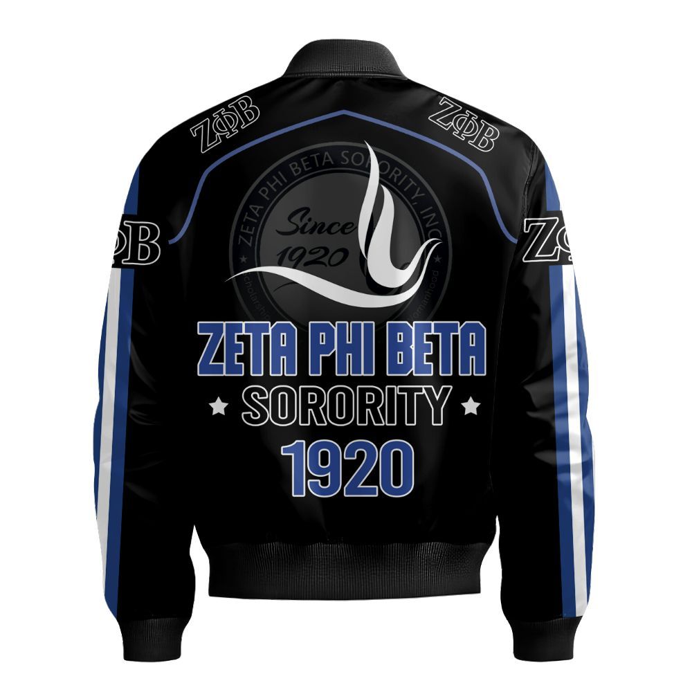 Ireishprint Zeta Phi Beta Bomber Jacket, Curve Style Z Phi B 1920 Zeta Phi Beta Sorority Bomber Jacket