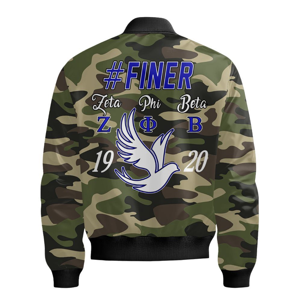 Ireishprint Zeta Phi Beta Polo Shirt, Zeta Blue Camouflage Style Z Phi B Founded 1920 Sorority Bomber Jacket
