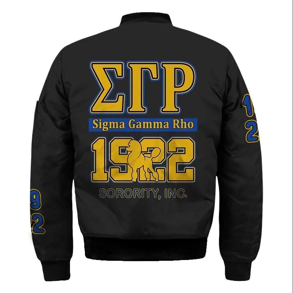 Lux Sigma Gamma Rho Since 1922 Sor Sleeve Zip Bomber Jacket