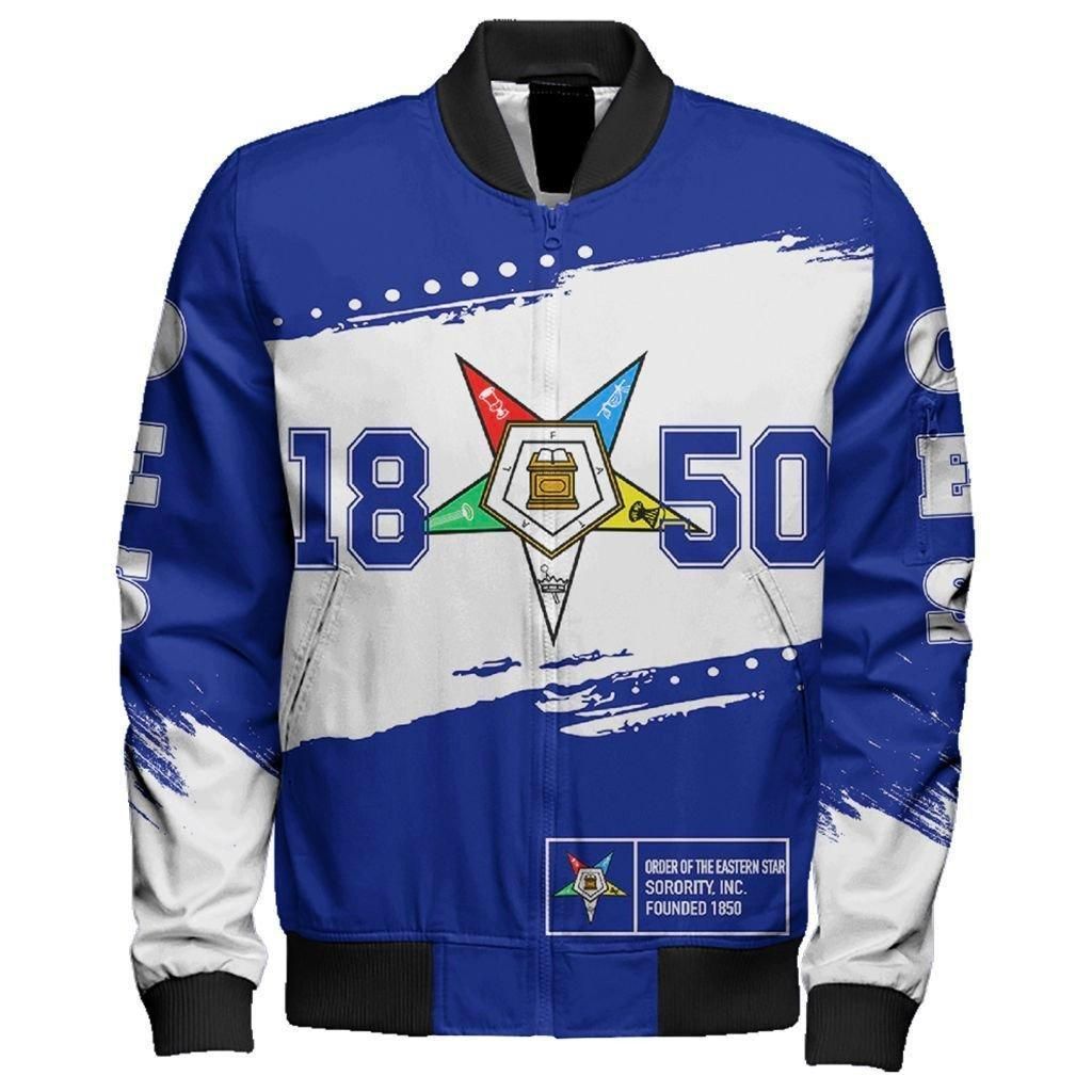 Order of the Eastern Star Blue University Sleeve Zip Bomber Jacket