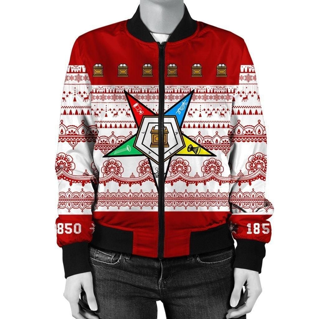 Order of the Eastern Star Xmas Establish Year Bomber Jacket