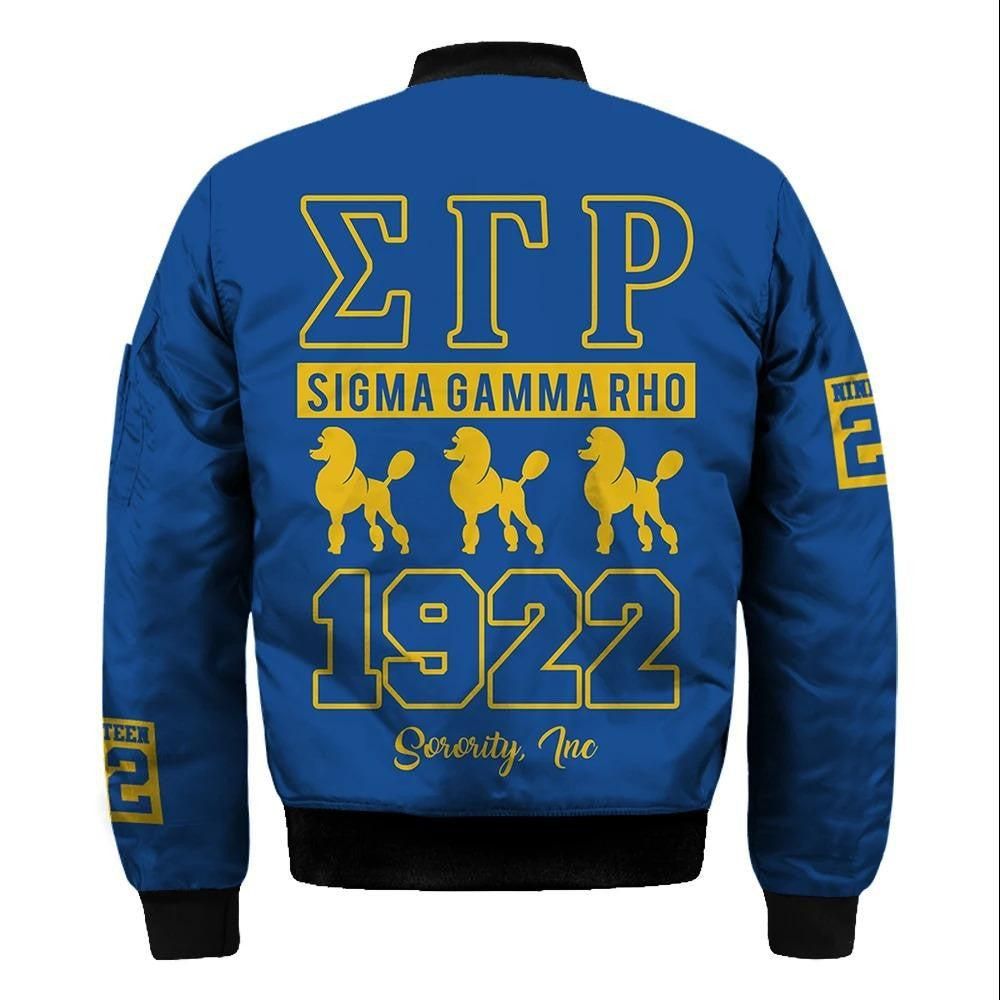 Lux Sigma Gamma Rho Mini Poodle Sleeve Zip Bomber Jacket