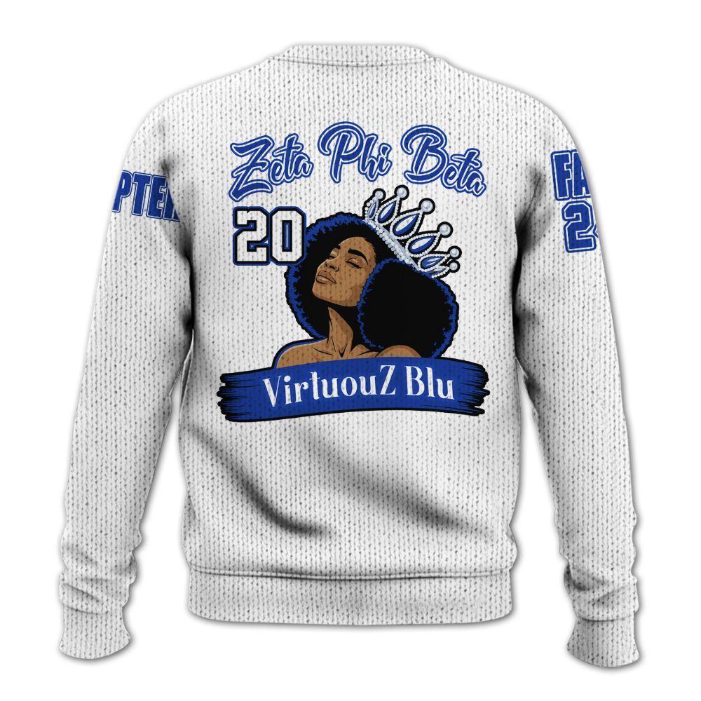 Ireishprint Zeta Phi Beta Custom Chapter Shirt, White Color Zeta Queen Z Phi B Black 1920 Sorority Knitted Sweater