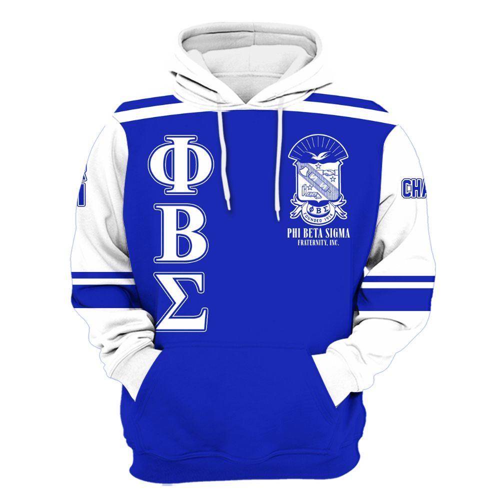 Ireishprint ΦΒΣ Custom Chapter Shirt, Personalized White Sleeves Royal Blue Shirt 1914 Fraternity Hoodie