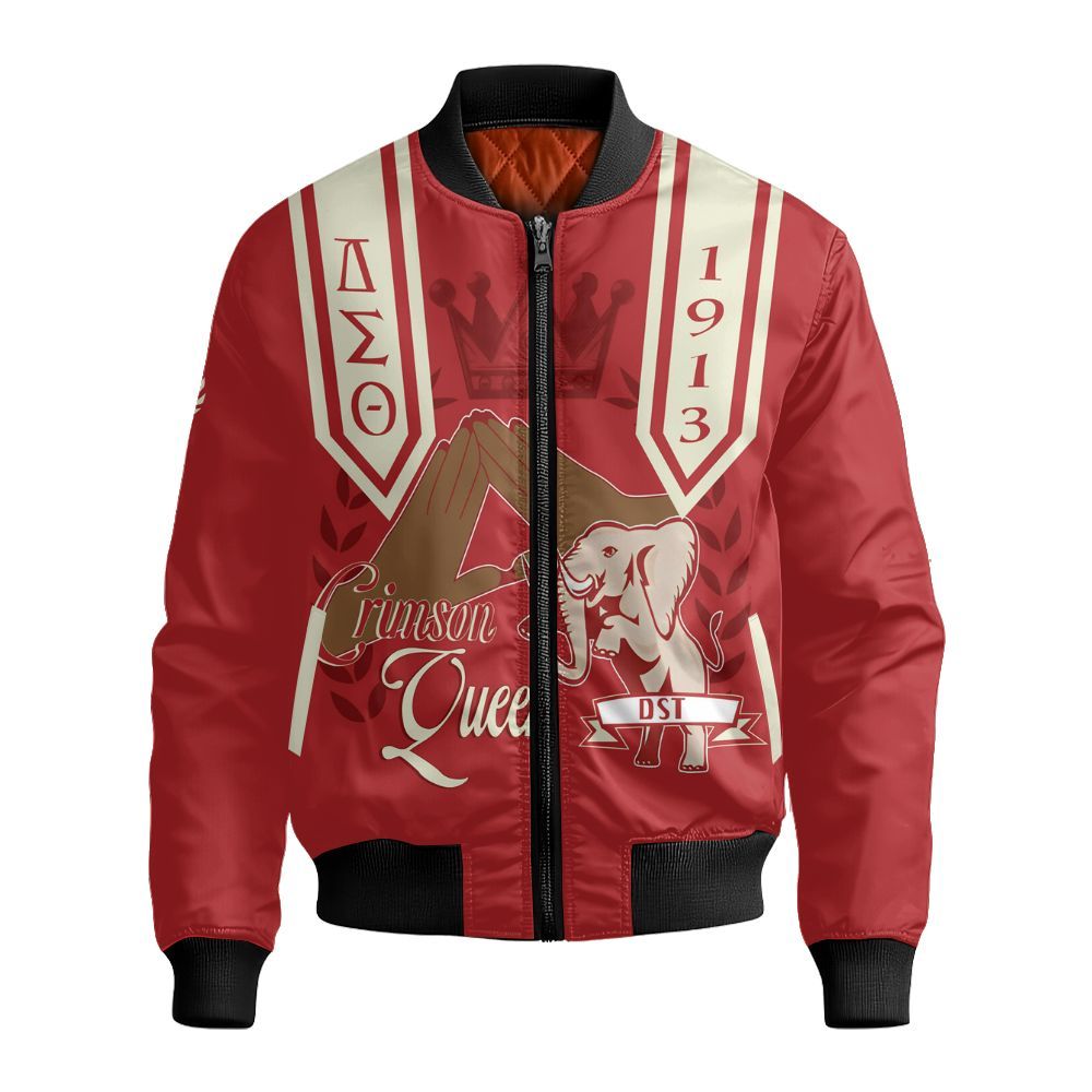 Ireishprint Delta Sigma Theta Varsity Jacket, Crimson Red Deltas Girl Jacket Delta Sigma Theta Black Shirt 1913 Sorority Bomber Jacket