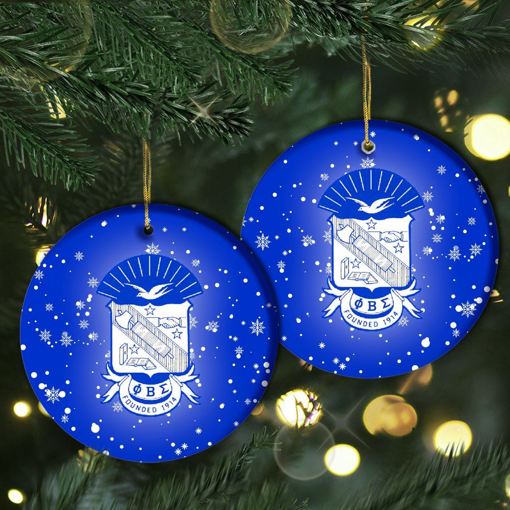 Ireishprint Phi Beta Sigma Ceramic Ornament, PBS Royal Blue White Christmas Ornament
