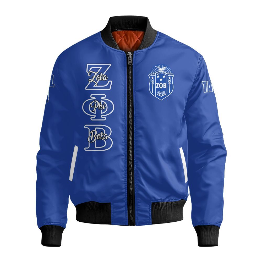 Ireishprint Zeta Phi Beta Custom Chapter Crop Shirt, Personalized Blue Shirt Zeta Phi Beta Sorority Bomber Jacket